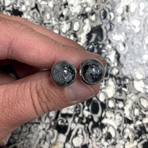 Larvikite Sterling Silver Stud Earrings